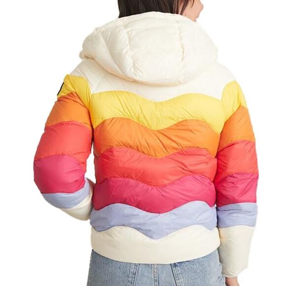 Marine Layer NEW ML X LF Apres Puffer Antique White Mullti Colorblock Size XS - Picture 3 of 15